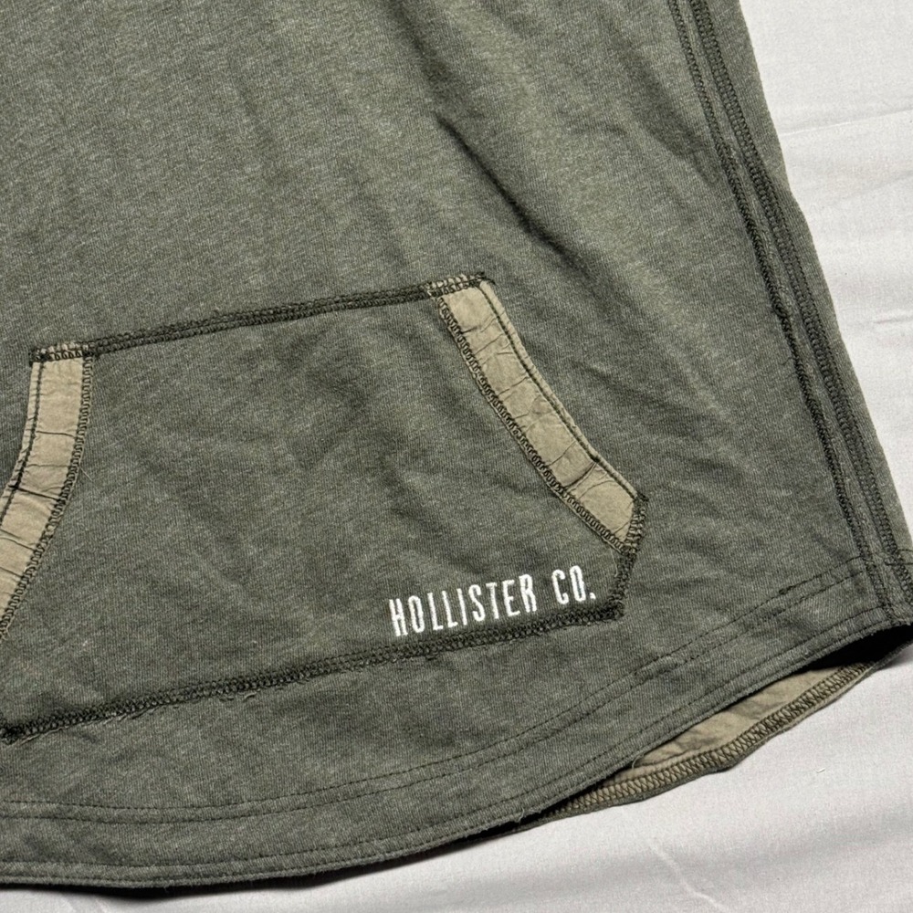 Hollister Womens Small Olive Green Malibu Button Hoodie Longline Pullover - Picture 2 of 7